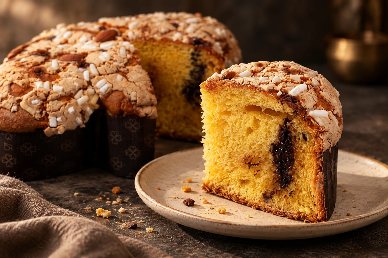 Colomba artigianale Brigand al Cioccolato, dettaglio dell’assaggio