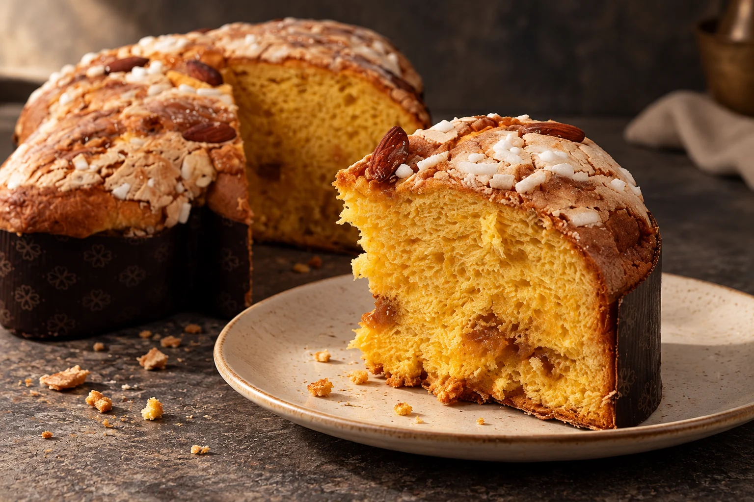 Colomba artigianale Brigand alla Nocciola, dettaglio dell’assaggio