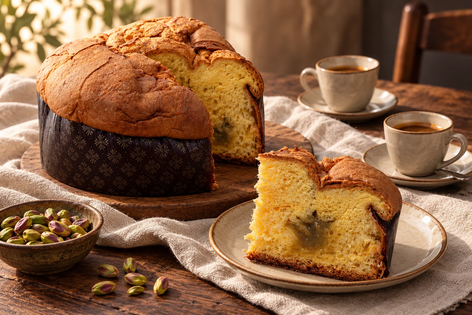 Panettone artigianale Brigand al Pistacchio pronto da servire